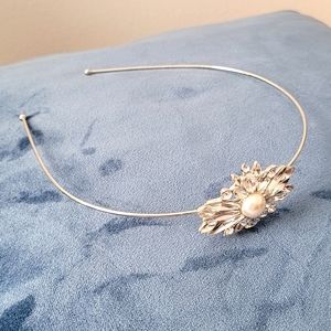 Gemstone, pearl, and silver headband